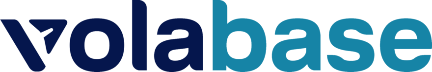 Das Volabase-Logo zeigt den Schriftzug "volabase" in blau und türkis ohne weitere Symbole oder Textelemente.