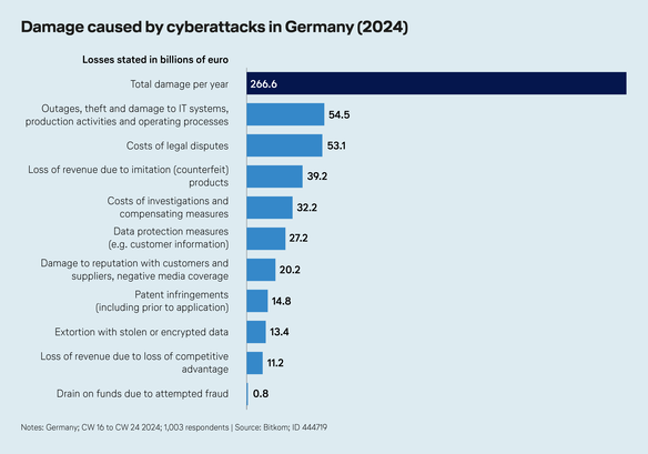 Infographic: damage caused by cyber attacks in Germany in 2024