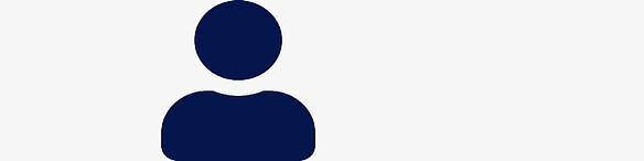 Symbol einer stilisierten, dunkelblauen menschlichen Figur ohne erkennbare Gesichtszüge auf weißem Hintergrund.